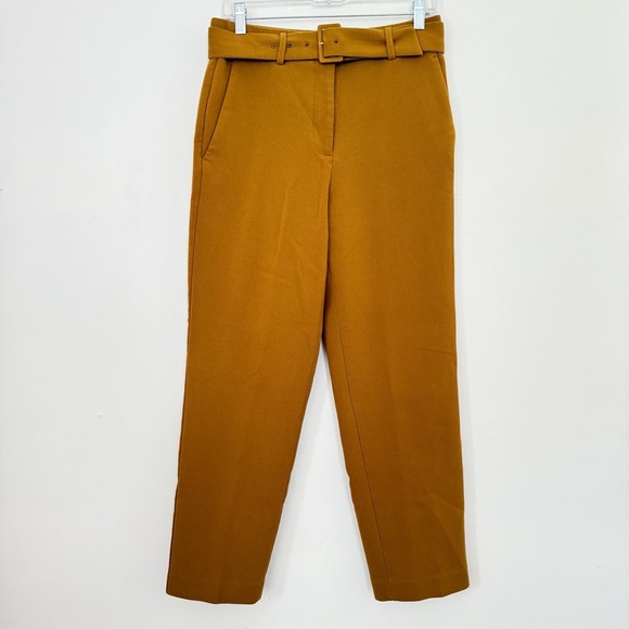 Ann Taylor Mustard Belted Ankle Pants - Picture 3 of 6